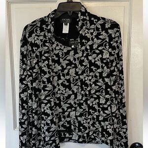 NWT XSCAPE by JoannaChen 2-Piece Black sparkly Jacket/Shell Set MediumPetite‎